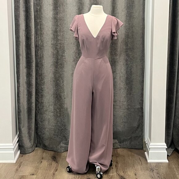 French Truffle Matte Chiffon Jumpsuit- Style 3047- Size 12 - Picture 1 of 3